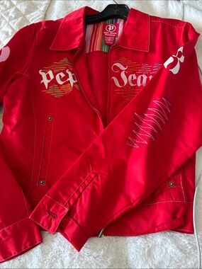 Pepe Jeans Red Embroidered Bomber Jacket